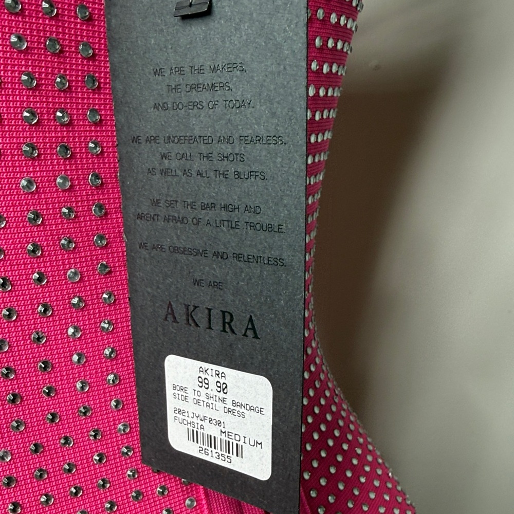 AKIRA Hot Pink Studded Cutout Bodycon Mini Dress - Picture 8 of 10